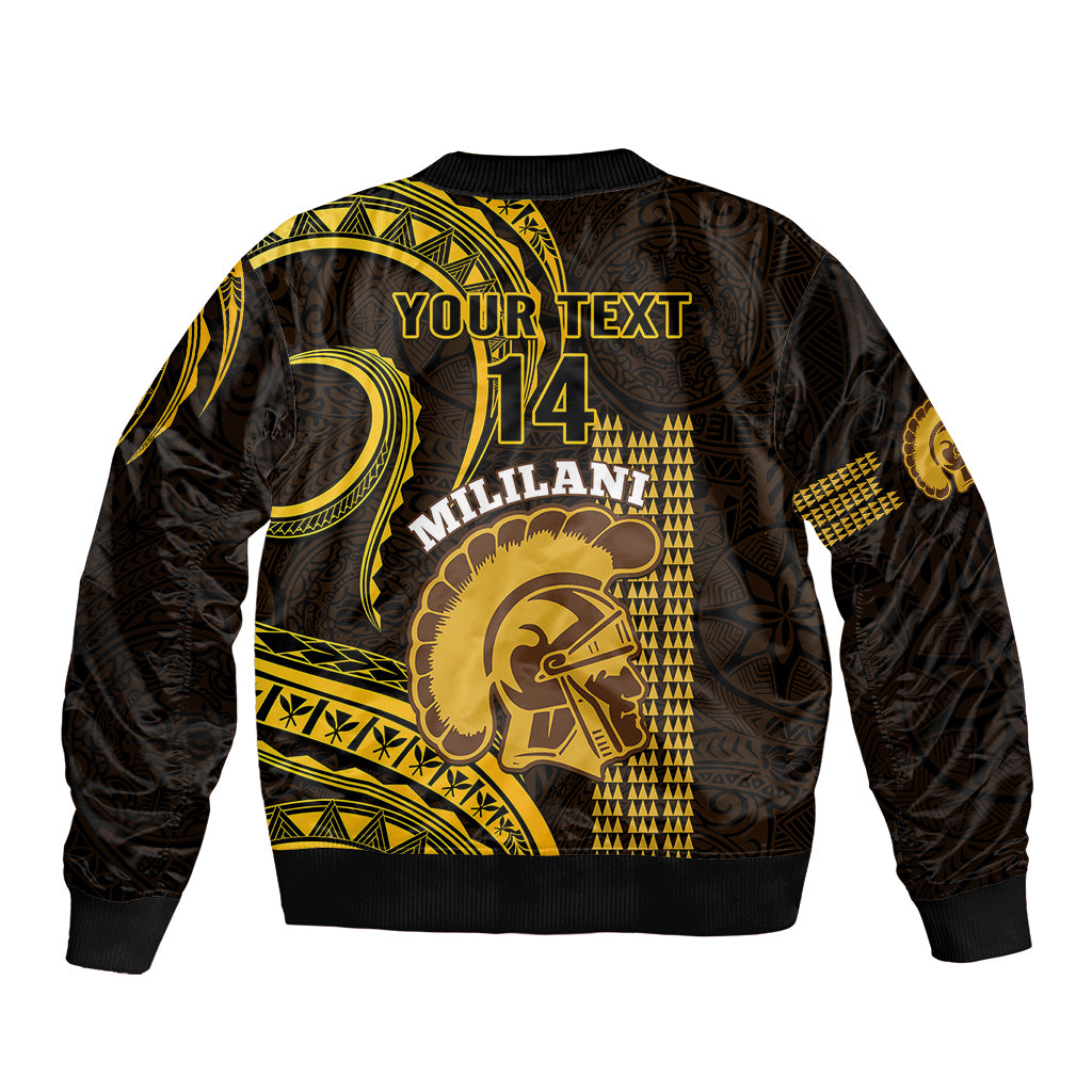 Personalised Hawaii Mililani High School Bomber Jacket Polynesian Kakau Pattern - Wonder Print Shop