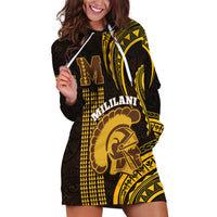 Personalised Hawaii Mililani High School Hoodie Dress Polynesian Kakau Pattern - Wonder Print Shop