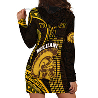 Personalised Hawaii Mililani High School Hoodie Dress Polynesian Kakau Pattern - Wonder Print Shop