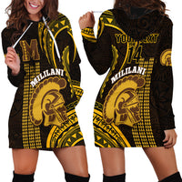 Personalised Hawaii Mililani High School Hoodie Dress Polynesian Kakau Pattern - Wonder Print Shop