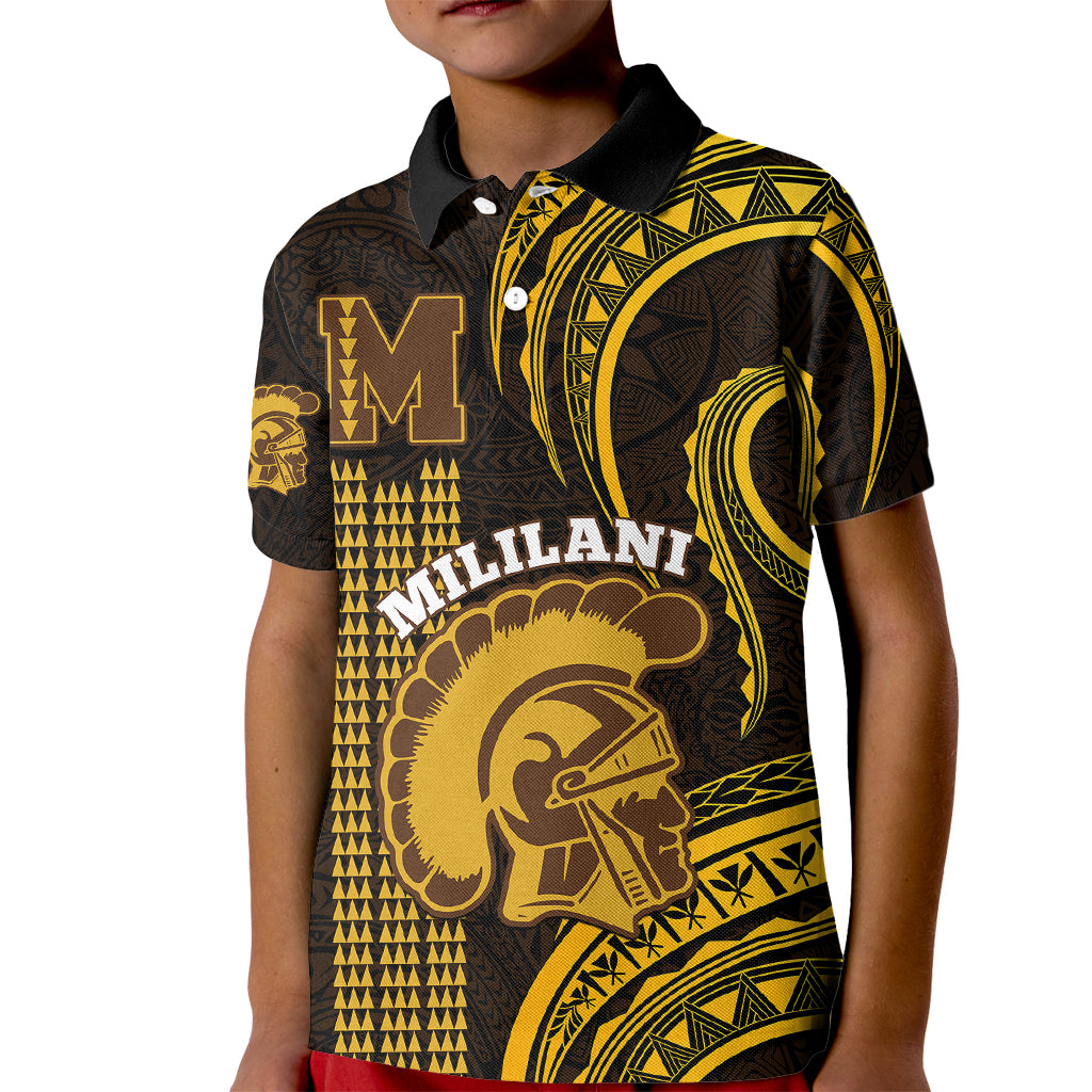 Personalised Hawaii Mililani High School Kid Polo Shirt Polynesian Kakau Pattern - Wonder Print Shop