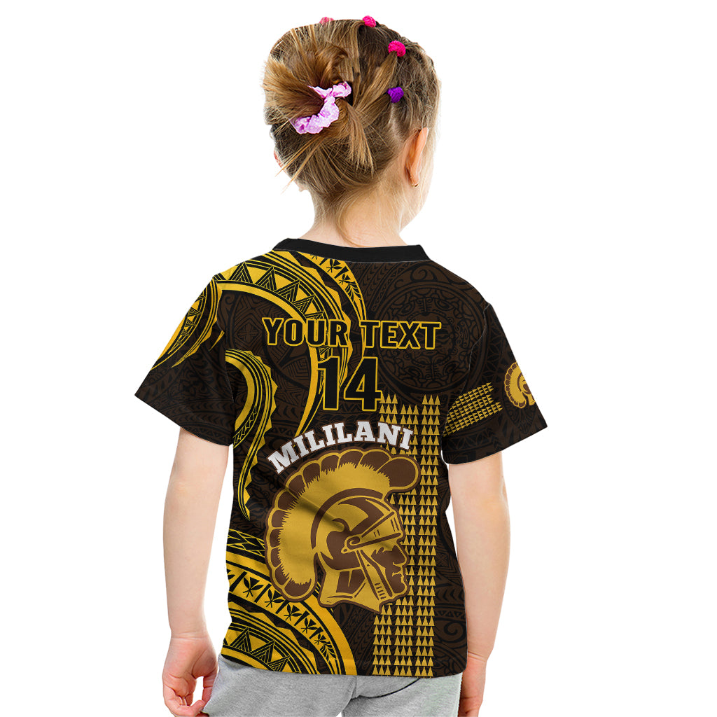 Personalised Hawaii Mililani High School Kid T Shirt Polynesian Kakau Pattern - Wonder Print Shop