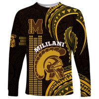Personalised Hawaii Mililani High School Long Sleeve Shirt Polynesian Kakau Pattern - Wonder Print Shop