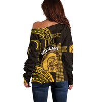 Personalised Hawaii Mililani High School Off Shoulder Sweater Polynesian Kakau Pattern - Wonder Print Shop