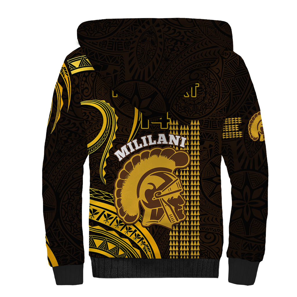 Personalised Hawaii Mililani High School Sherpa Hoodie Polynesian Kakau Pattern - Wonder Print Shop