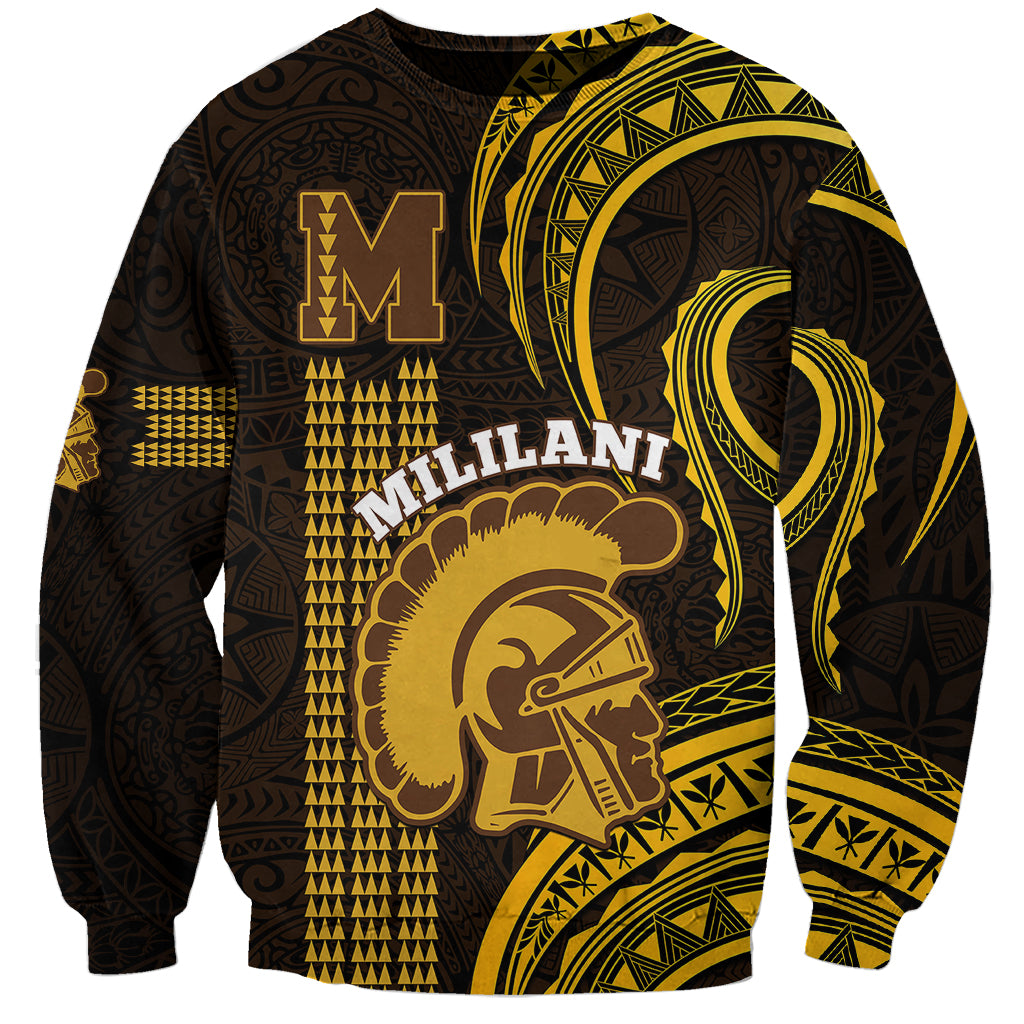 Personalised Hawaii Mililani High School Sweatshirt Polynesian Kakau Pattern - Wonder Print Shop