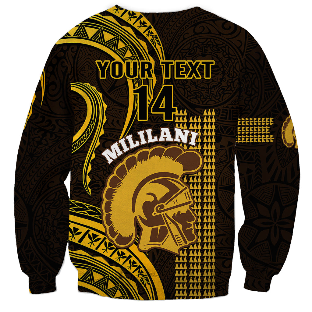 Personalised Hawaii Mililani High School Sweatshirt Polynesian Kakau Pattern - Wonder Print Shop