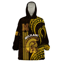 Personalised Hawaii Mililani High School Wearable Blanket Hoodie Polynesian Kakau Pattern - Wonder Print Shop