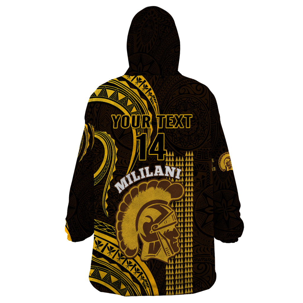 Personalised Hawaii Mililani High School Wearable Blanket Hoodie Polynesian Kakau Pattern - Wonder Print Shop