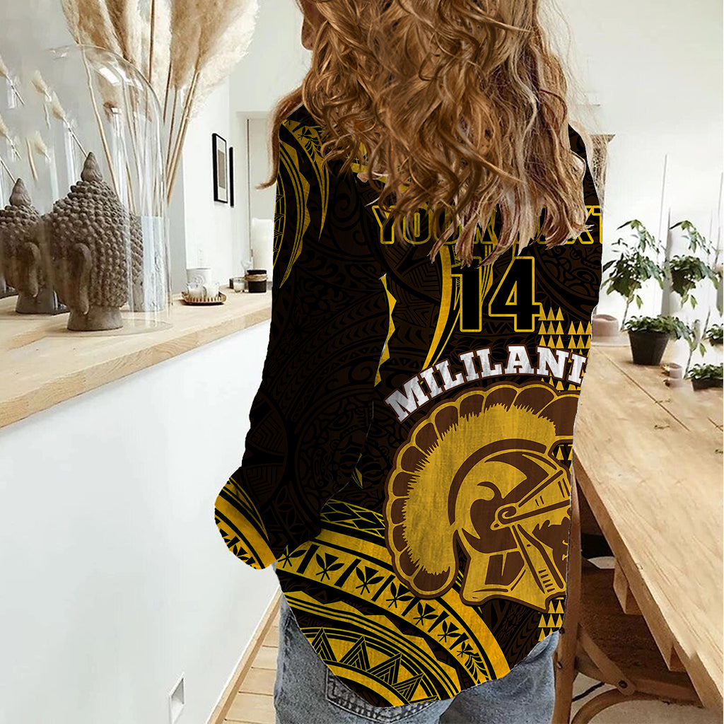 Personalised Hawaii Mililani High School Women Casual Shirt Polynesian Kakau Pattern - Wonder Print Shop