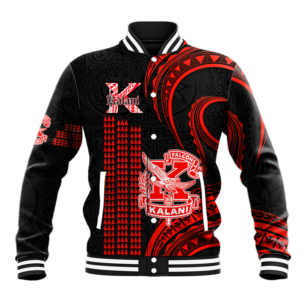 Personalised Hawaii Kalani High School Baseball Jacket Polynesian Kakau Pattern - Wonder Print Shop