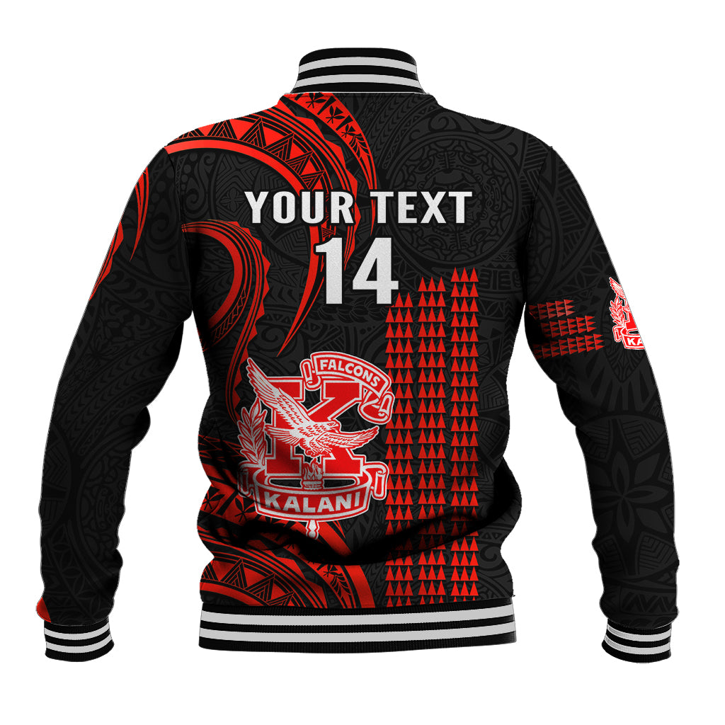 Personalised Hawaii Kalani High School Baseball Jacket Polynesian Kakau Pattern - Wonder Print Shop