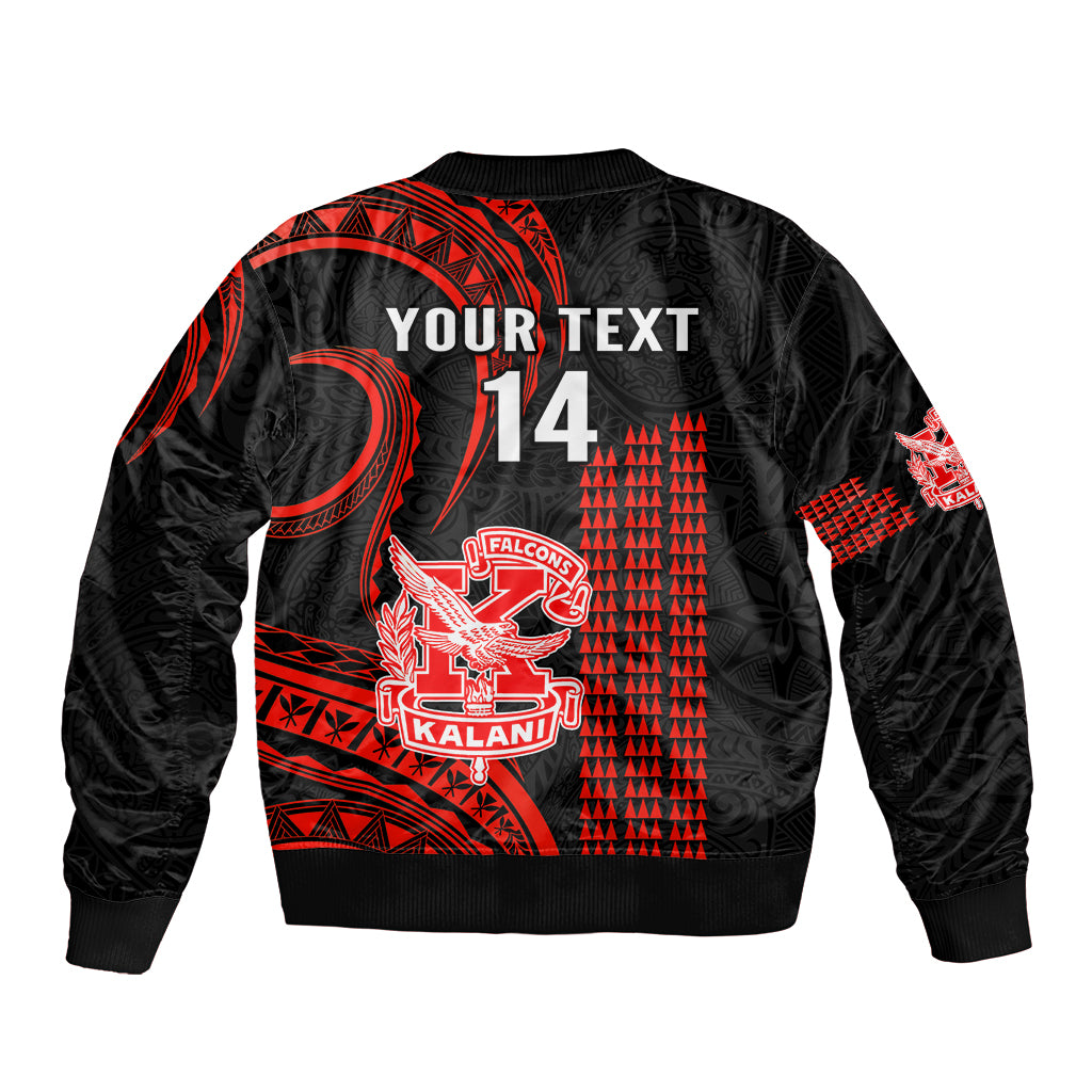 Personalised Hawaii Kalani High School Bomber Jacket Polynesian Kakau Pattern - Wonder Print Shop
