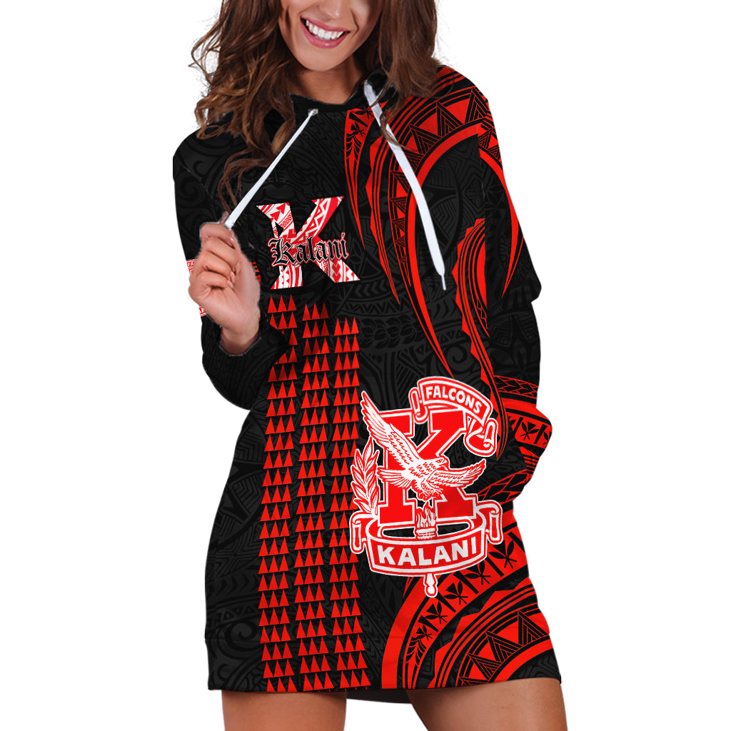 Personalised Hawaii Kalani High School Hoodie Dress Polynesian Kakau Pattern - Wonder Print Shop