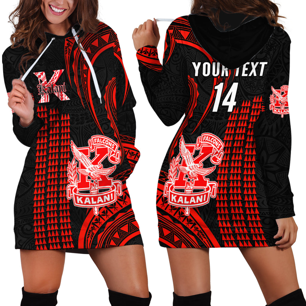 Personalised Hawaii Kalani High School Hoodie Dress Polynesian Kakau Pattern - Wonder Print Shop