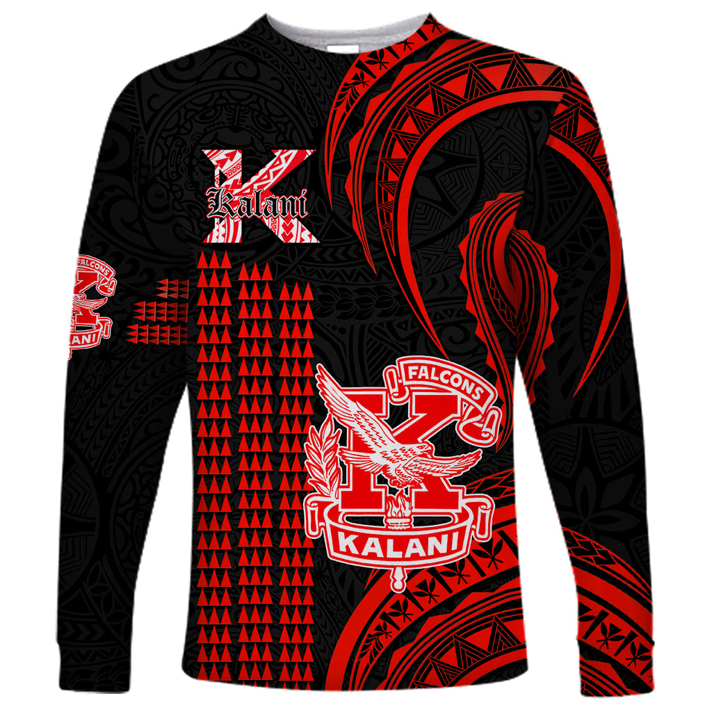 Personalised Hawaii Kalani High School Long Sleeve Shirt Polynesian Kakau Pattern - Wonder Print Shop