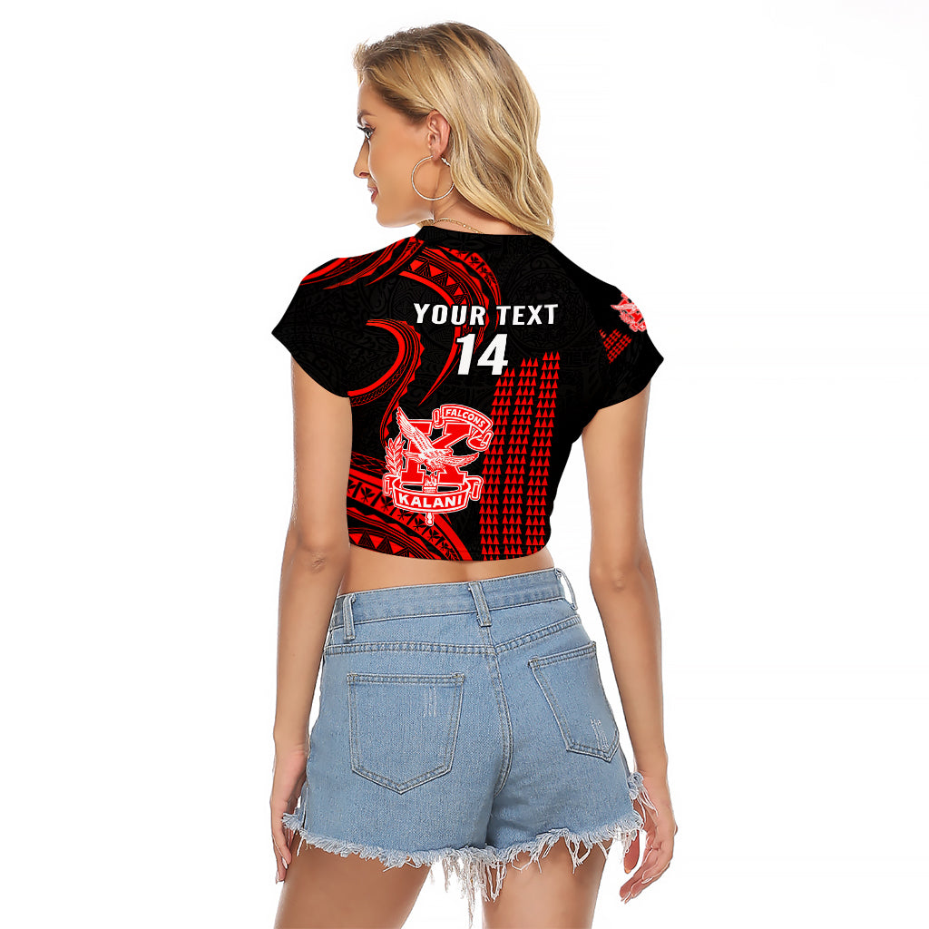 Personalised Hawaii Kalani High School Raglan Cropped T Shirt Polynesian Kakau Pattern - Wonder Print Shop