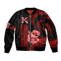 Personalised Hawaii Kalani High School Sleeve Zip Bomber Jacket Polynesian Kakau Pattern - Wonder Print Shop