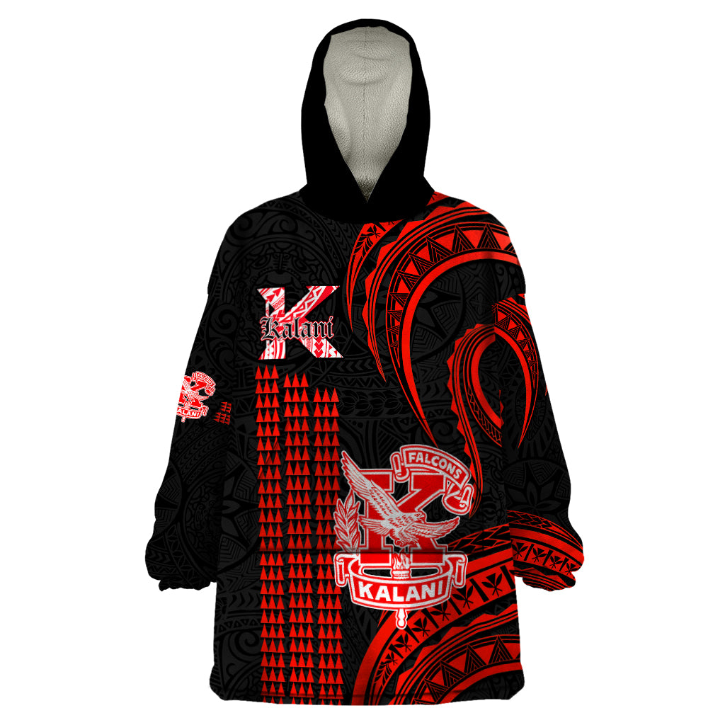 Personalised Hawaii Kalani High School Wearable Blanket Hoodie Polynesian Kakau Pattern - Wonder Print Shop