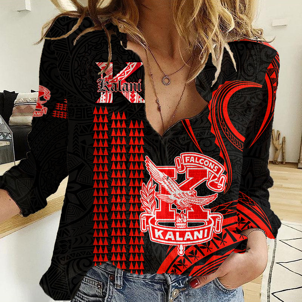 Personalised Hawaii Kalani High School Women Casual Shirt Polynesian Kakau Pattern - Wonder Print Shop