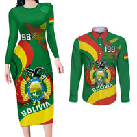 Personalised Bolivia Couples Matching Long Sleeve Bodycon Dress and Long Sleeve Button Shirts Bolivian Kantuta Happy 198th Independence Day - Wonder Print Shop