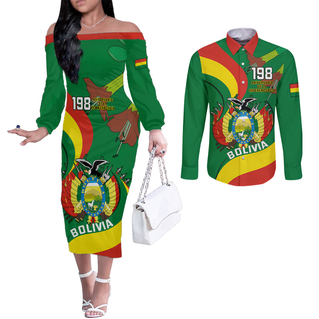 personalised-bolivia-couples-matching-off-the-shoulder-long-sleeve-dress-and-long-sleeve-button-shirts-bolivian-kantuta-happy-198th-independence-day
