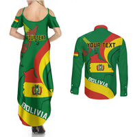 Personalised Bolivia Couples Matching Summer Maxi Dress and Long Sleeve Button Shirts Bolivian Kantuta Happy 198th Independence Day - Wonder Print Shop