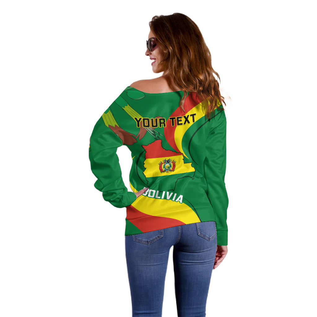 Personalised Bolivia Off Shoulder Sweater Bolivian Kantuta Happy 198th Independence Day - Wonder Print Shop