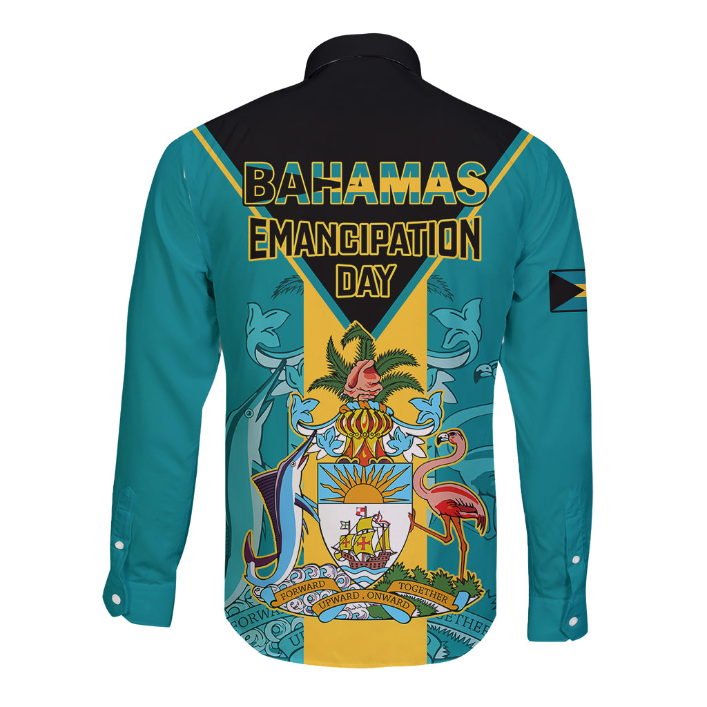 Bahamas Long Sleeve Button Shirt Happy Bahamian Emancipation Day - Wonder Print Shop