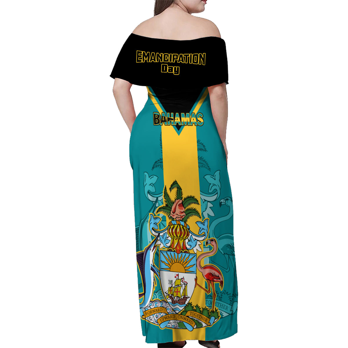 Bahamas Off Shoulder Maxi Dress Happy Bahamian Emancipation Day - Wonder Print Shop