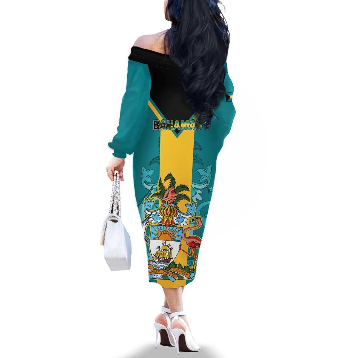 Bahamas Off The Shoulder Long Sleeve Dress Happy Bahamian Emancipation Day - Wonder Print Shop