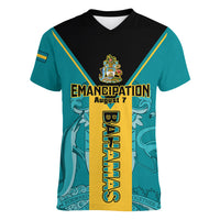 Bahamas Women V Neck T Shirt Happy Bahamian Emancipation Day - Wonder Print Shop