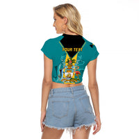 Personalised Bahamas Raglan Cropped T Shirt Happy Bahamian Emancipation Day - Wonder Print Shop