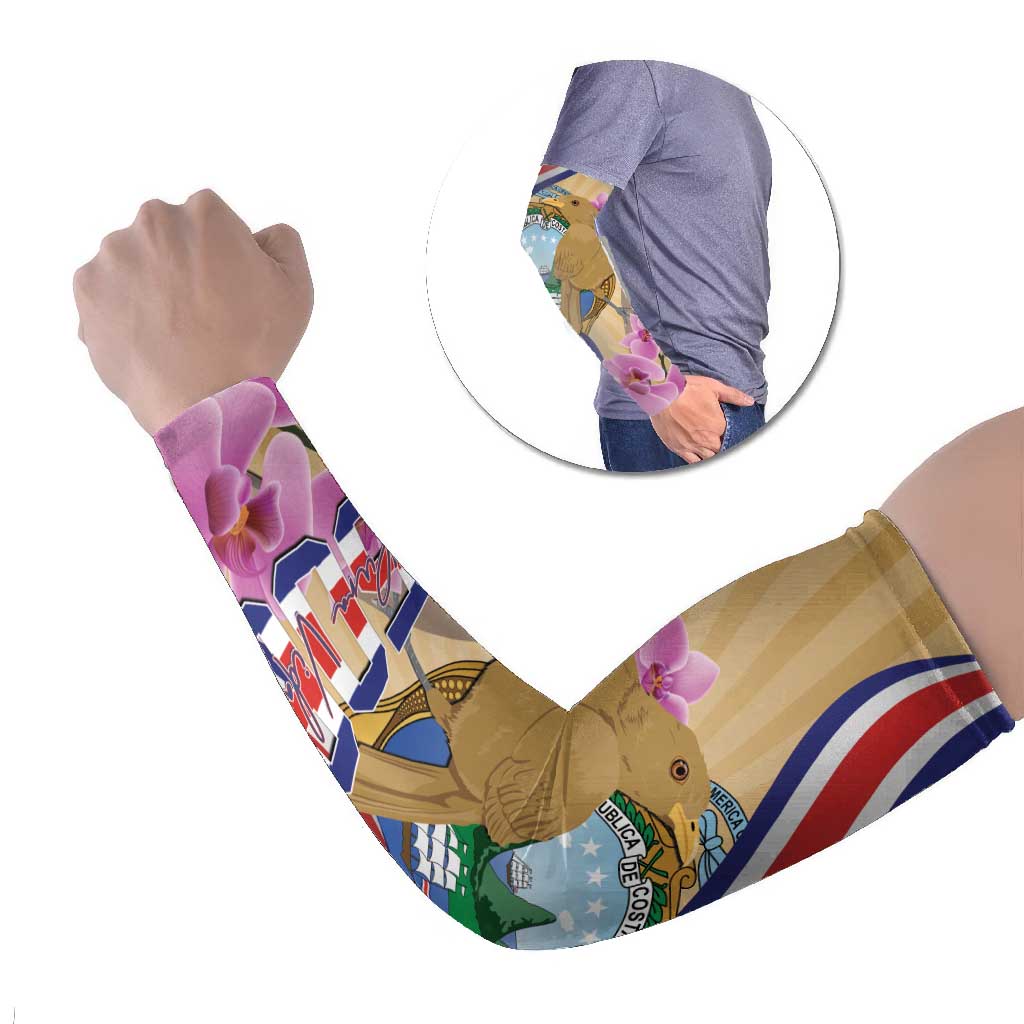Costa Rica Independence Day Arm Sleeves 506 Proud Yiguirro With Orchid - Wonder Print Shop