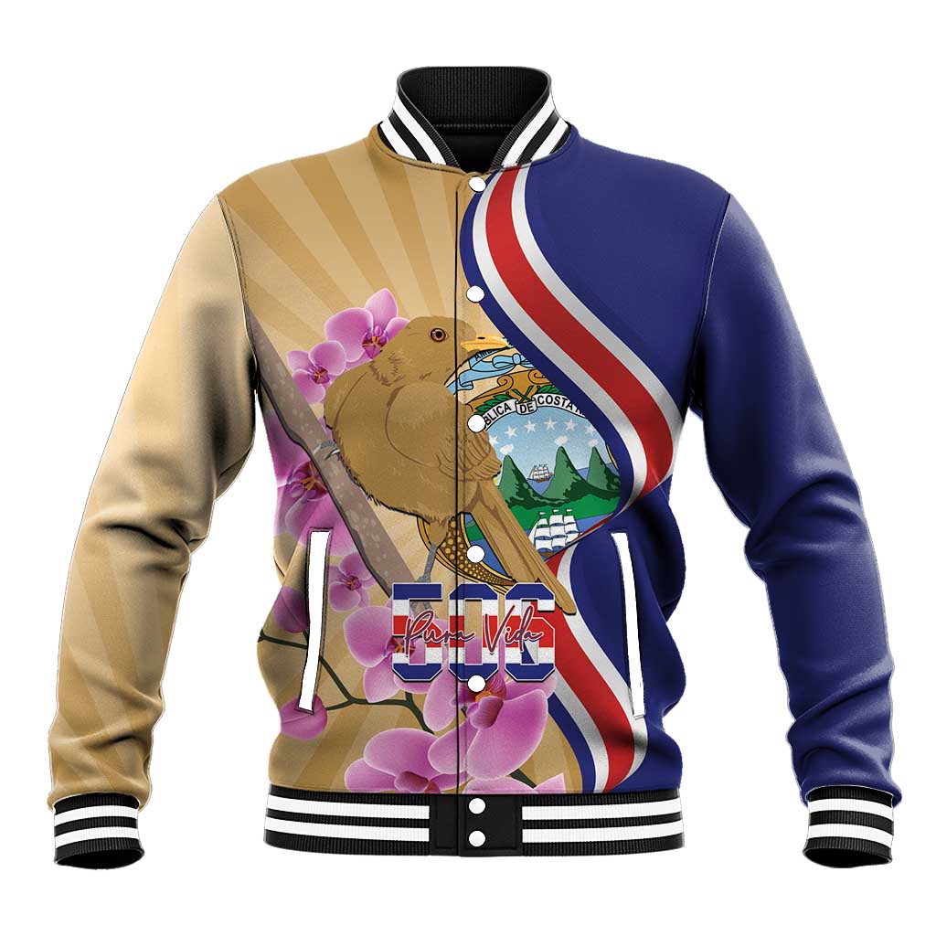 Costa Rica Independence Day Baseball Jacket 506 Proud Yiguirro With Orchid - Wonder Print Shop