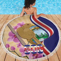 Costa Rica Independence Day Beach Blanket 506 Proud Yiguirro With Orchid - Wonder Print Shop