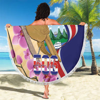 Costa Rica Independence Day Beach Blanket 506 Proud Yiguirro With Orchid - Wonder Print Shop