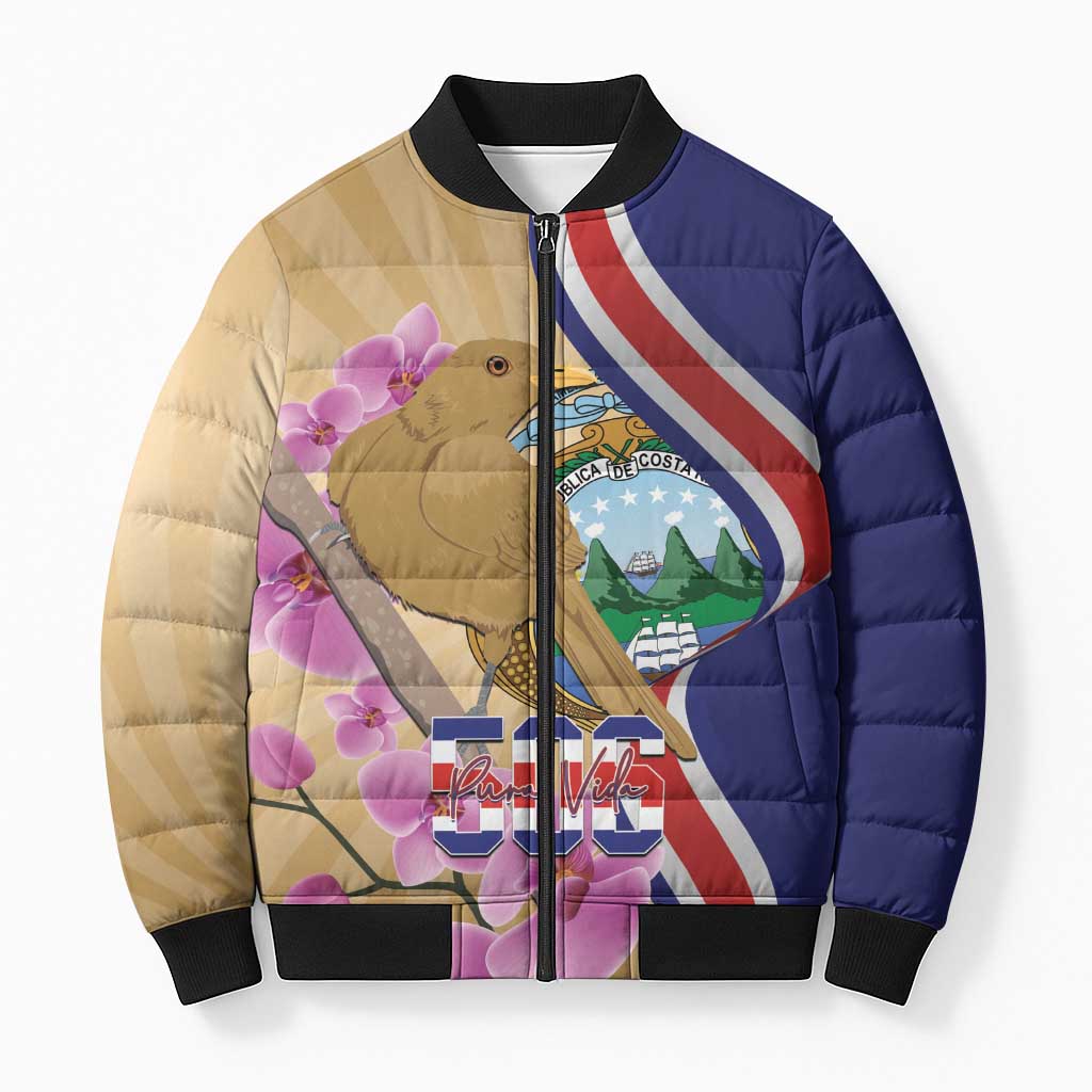 Costa Rica Independence Day Bomber Puffer Jacket 506 Proud Yiguirro With Orchid - Wonder Print Shop