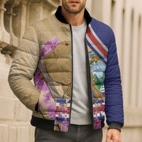 Costa Rica Independence Day Bomber Puffer Jacket 506 Proud Yiguirro With Orchid - Wonder Print Shop