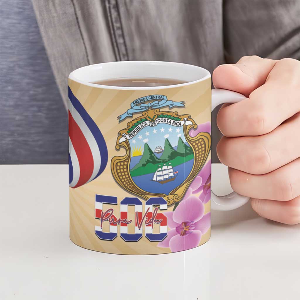 Costa Rica Independence Day Ceramic Mug 506 Proud Yiguirro With Orchid - Wonder Print Shop