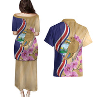 Costa Rica Independence Day Couples Matching Puletasi and Hawaiian Shirt 506 Proud Yiguirro With Orchid - Wonder Print Shop