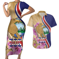 Costa Rica Independence Day Couples Matching Short Sleeve Bodycon Dress and Hawaiian Shirt 506 Proud Yiguirro With Orchid - Wonder Print Shop