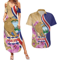 Costa Rica Independence Day Couples Matching Summer Maxi Dress and Hawaiian Shirt 506 Proud Yiguirro With Orchid - Wonder Print Shop