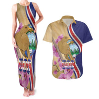 Costa Rica Independence Day Couples Matching Tank Maxi Dress and Hawaiian Shirt 506 Proud Yiguirro With Orchid - Wonder Print Shop