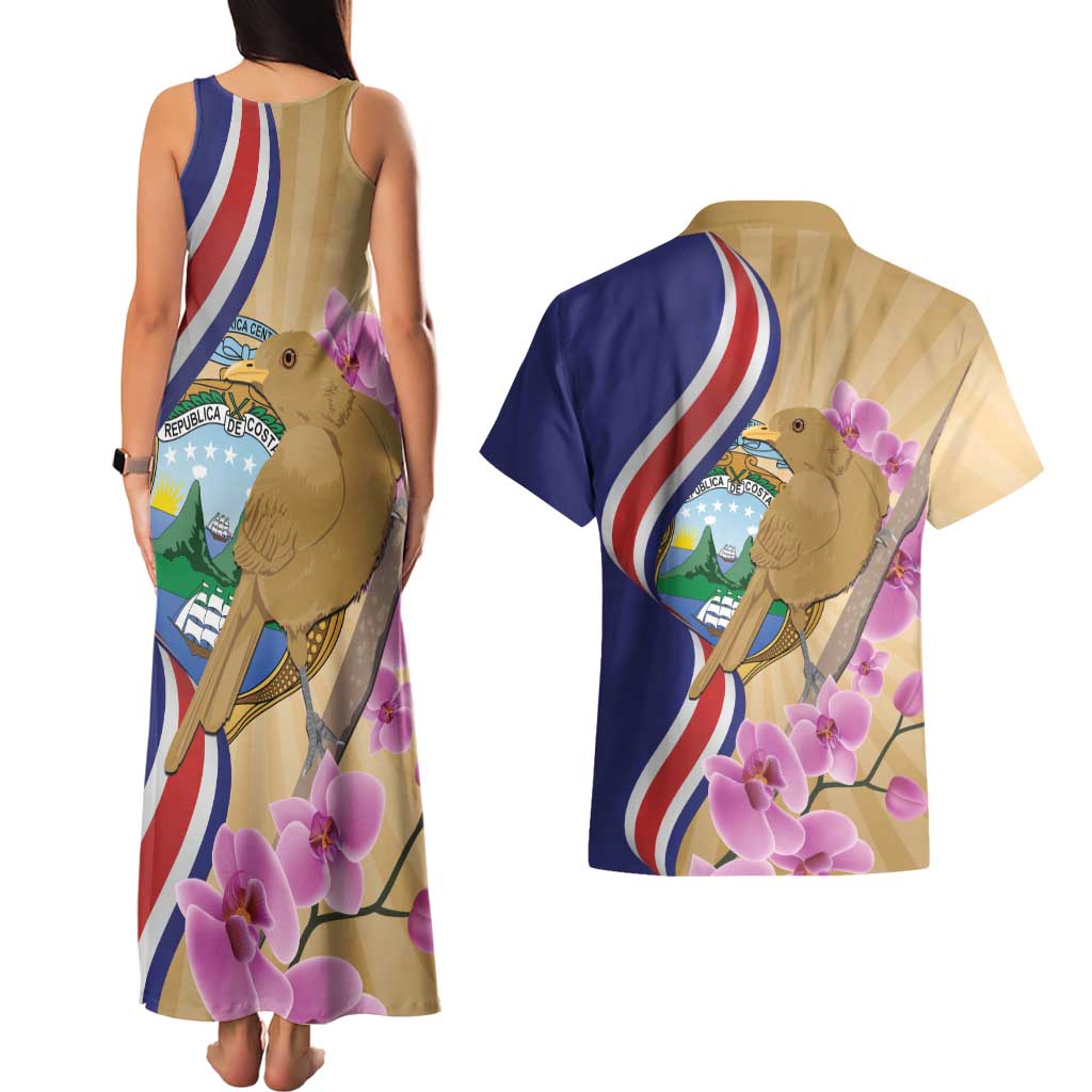 Costa Rica Independence Day Couples Matching Tank Maxi Dress and Hawaiian Shirt 506 Proud Yiguirro With Orchid - Wonder Print Shop