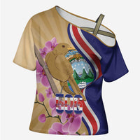 Costa Rica Independence Day Cross Shoulder Shirt 506 Proud Yiguirro With Orchid - Wonder Print Shop