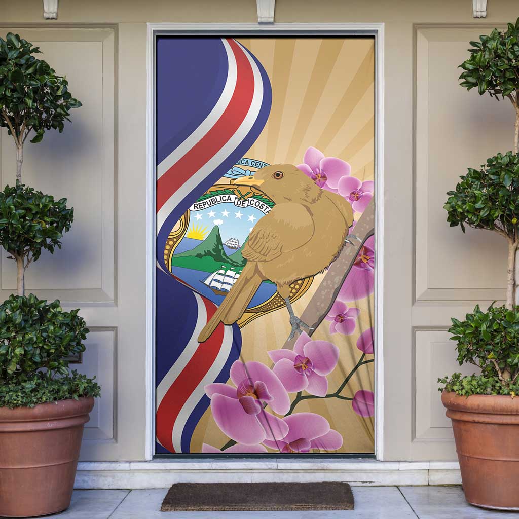 Costa Rica Independence Day Door Cover 506 Proud Yiguirro With Orchid - Wonder Print Shop