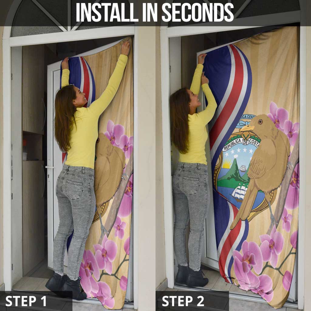 Costa Rica Independence Day Door Cover 506 Proud Yiguirro With Orchid - Wonder Print Shop