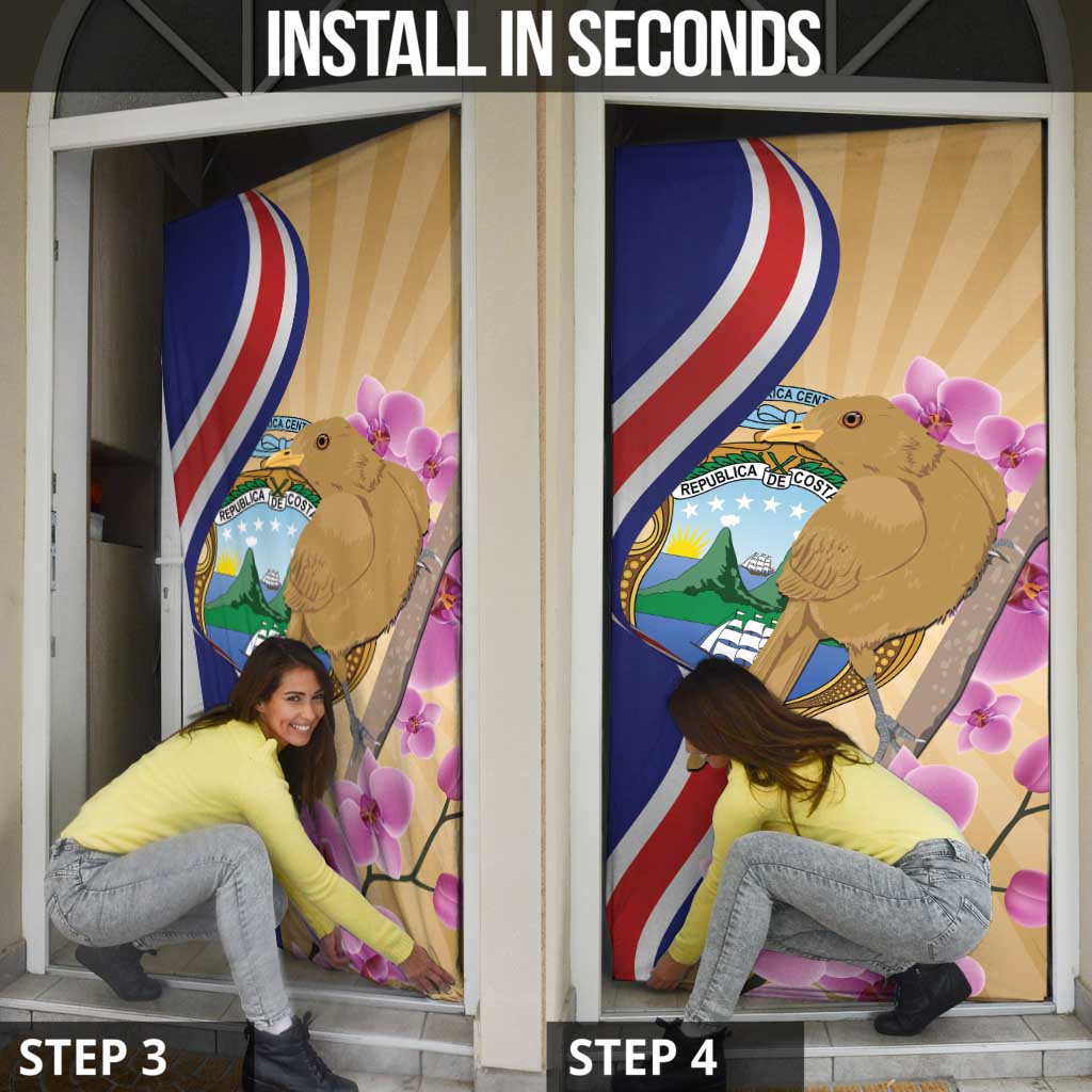 Costa Rica Independence Day Door Cover 506 Proud Yiguirro With Orchid - Wonder Print Shop