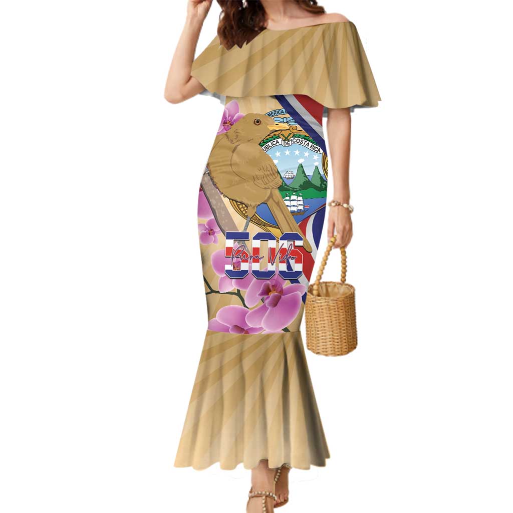 Costa Rica Independence Day Family Matching Mermaid Dress and Hawaiian Shirt 506 Proud Yiguirro With Orchid - Wonder Print Shop